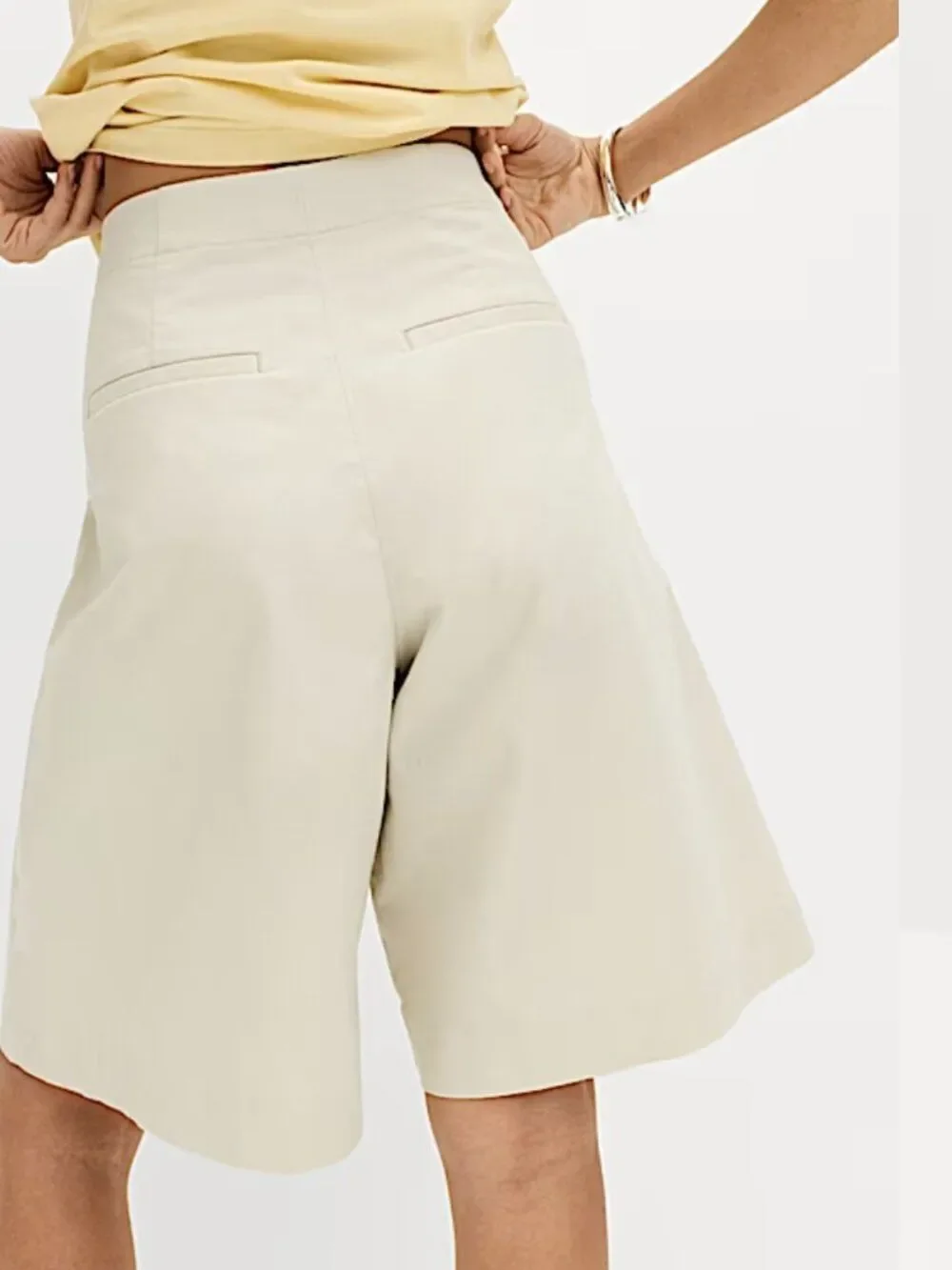 Marks & Spencer Cotton Rich High Waisted Pleat Front Bermuda Shorts - SZ 10- NWT
